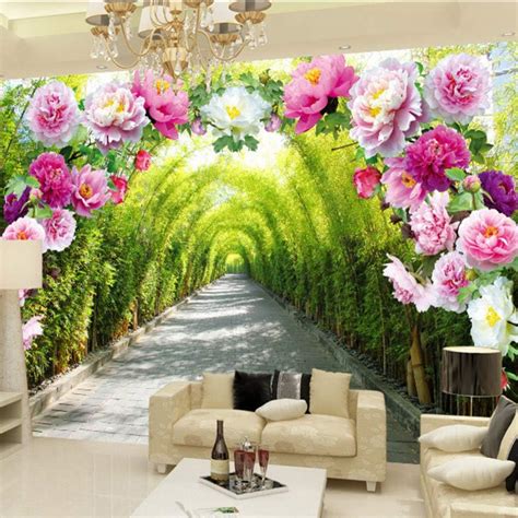 Lifme Fototapete Benutzerdefinierte 3d Blumen Stereo Korridor