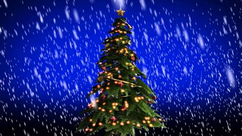 Beautiful Christmas Snow Falling On Christmas Tree Free