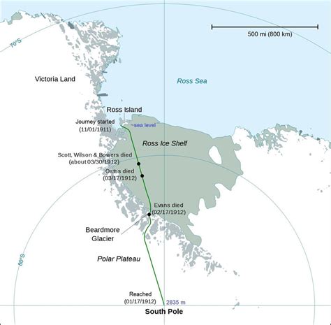 The Route Taken By Scott And His Men During Their Journey To The South