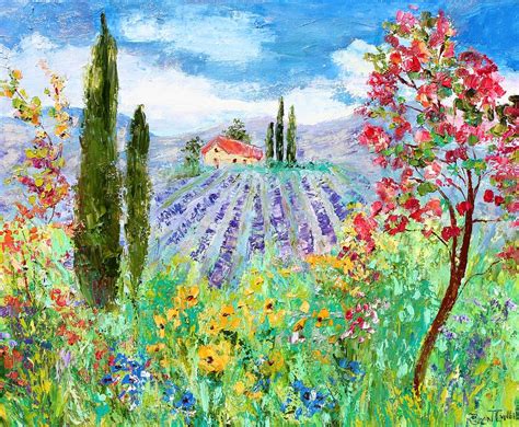 Provence Wildflowers And Lavender Painting By Karen Tarlton