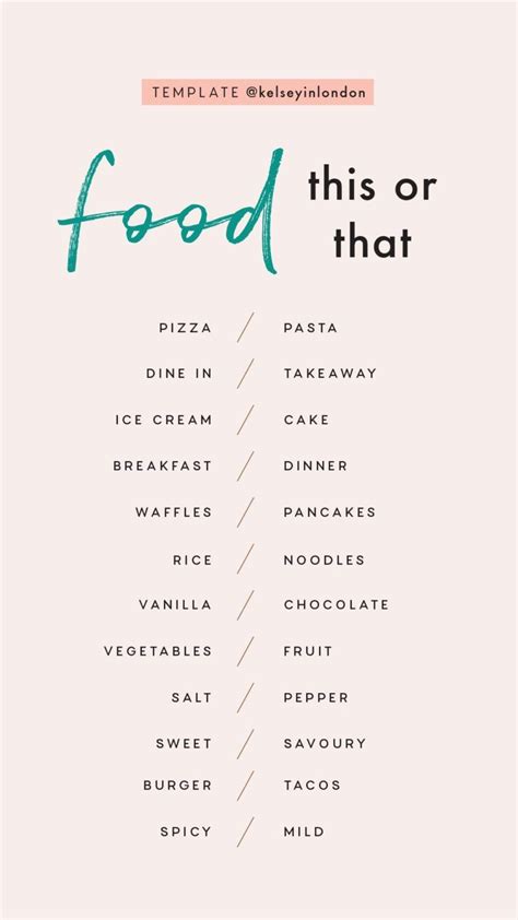 This post was created by a. Food & Drink - Instagram Story Templates | This or that ...