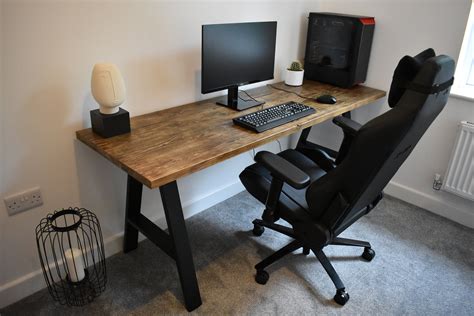 The Gg Gaming Desk Rustic Meets Industrial Solid Wood Etsy Uk