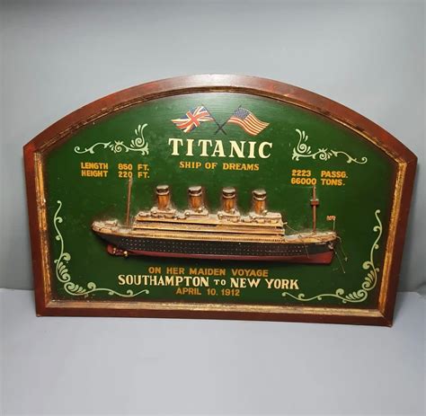 Large Wooden Plaque Depicting The Titanic In 3d Relief Fra
