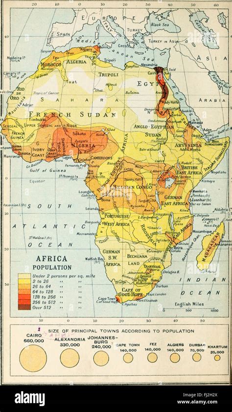 Africa Population Map Circa 1900 Stock Photo Alamy