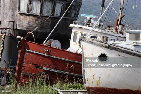 Vintage Fishing Trawler Boats Dry Dock Stock Photo Download Image Now
