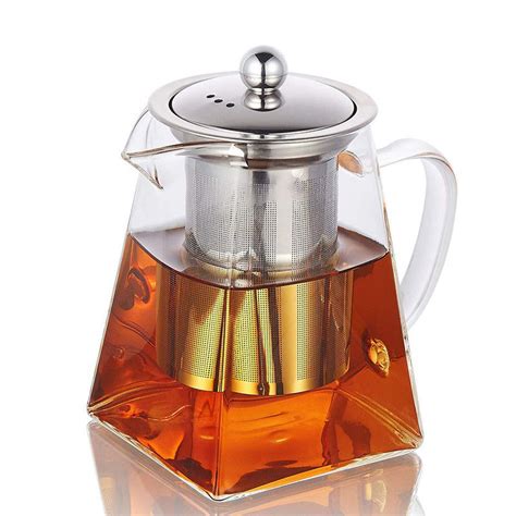Handmade High Borosilice Clear Glass Teapot With Stainless Steel Infuser
