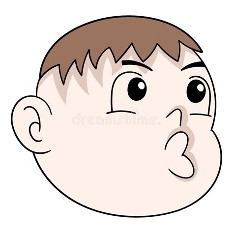 Cute Baby Boy Head Emoticon With Pouty Lips Stock Vector Illustration