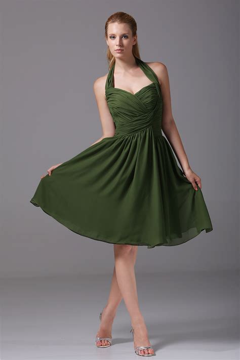 Dark Green Ruched Chiffon Bridesmaid Dresses Summer Wedding Guest Dress