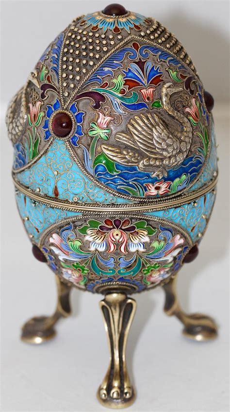 Russian Faberge Style Cloisonne Enamel Egg 84 Silver H3 Nz At