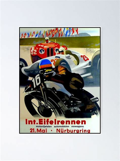 Nurburgring Vintage Grand Prix Auto Motorcycle Print Poster For Sale