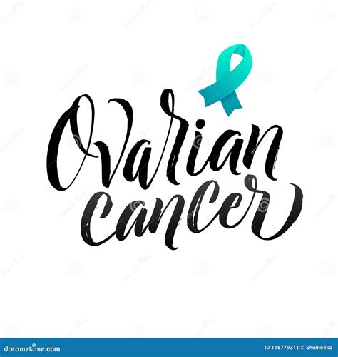 cancer hope ovarian cancer awareness label vector tamplate with teal ribbon symbol of cancer