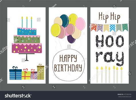 set birthday greeting cards design template stock vector