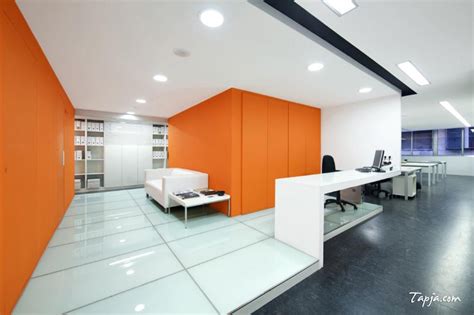 Comfortable White Orange Wall Colors For Modern Office