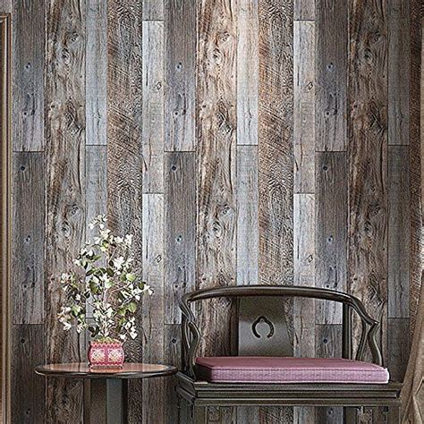 Luxton Distressed Gray Brown Barnwood Wallpaper Roll Wood Plank