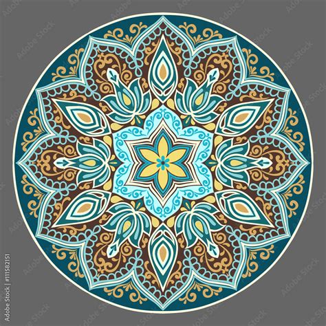 Flower Mandala In Turquoise Colors Vintage Decorative Elements