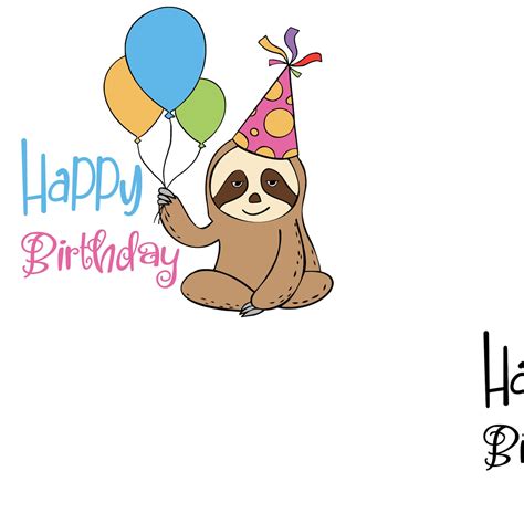 Happy Birthday Sloth With Balloons Svg Cricut Silhouette Cameo Etsy Uk