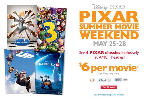 Your weekend will just be massive with #amc. AMC Theaters: Disney Pixar Summer Movie Weekend May 25th ...
