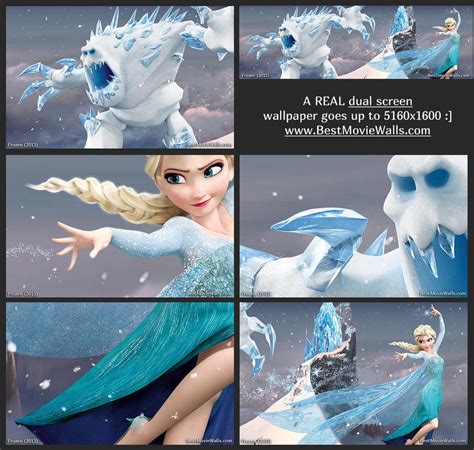 Dualscreen Wallpaper With Elsa And Marshmallow By Bestmoviewalls On