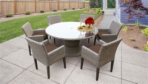 Monterey 60 Inch Outdoor Patio Dining Table With 6 Chairs W Arms