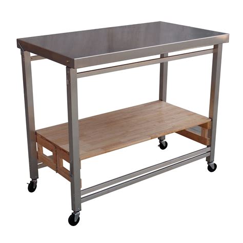 Oasis Concepts Folding Prep Table With Stainless Steel Top Kitchen