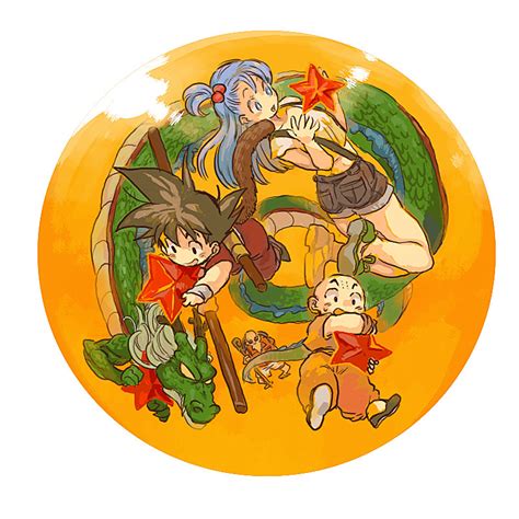 Son Goku Bulma Kuririn Muten Roushi And Shenron Dragon Ball And More Drawn By Nitako