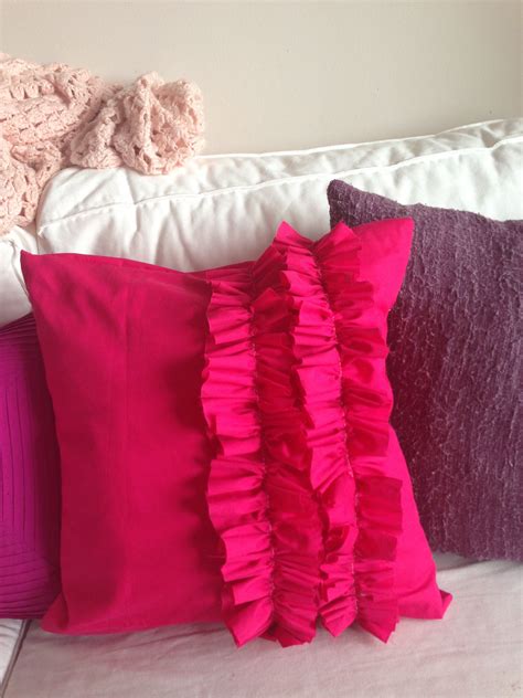 Diy Ruffled Pillow Pink Ruffle Pillow Pillows Throw Blanket