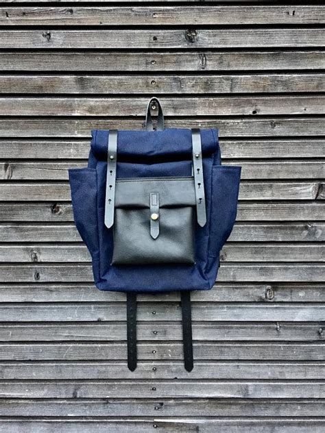 Commuter Backpack Waxed Canvas Leather In Medium Size Etsy