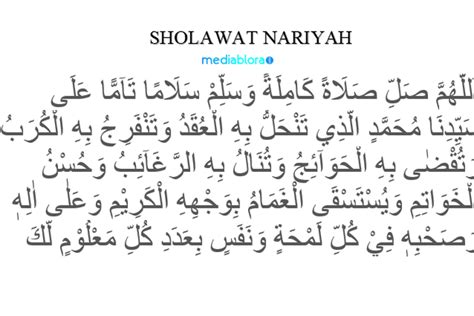 Lirik Lagu Sholawat Nariyah Latin Teks Arab Lengkap Dengan Artinya Sangat Mudah Dibaca