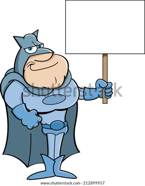 Cartoon Illustration Super Hero Holding Sign Stock Vector Royalty Free
