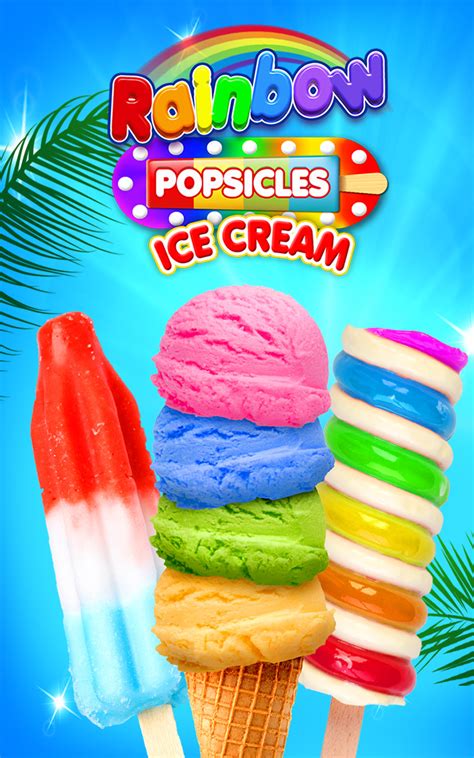 Rainbow Ice Cream Yum Kids Frozen Summer Desserts And Glitter Popsicles