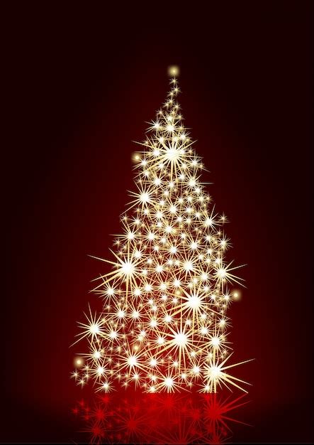 Premium Vector Glowing Sparkle Christmas Tree On Red