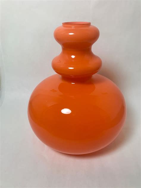 Orange Glass Lampshade Mid Century 1970s Vintage Shade For Etsy