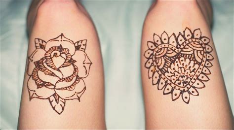 Henna Art Of Roses On Leg White Ink Tattoos Center Simple Henna