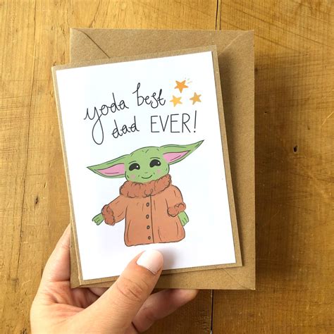 Baby Yoda Fathers Day Card Grogu Best Dad Star Wars Etsy