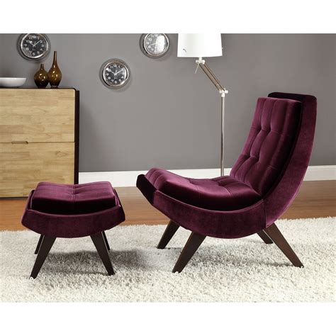 Yaheetech modern fabric accent chair with ottoman set casual upholstered armchair with foot rest single sofa club chair and ottoman set for living room bedroom office small spaces, set of 2, gray. Contemporary accent chair and matching ottoman. | Purple ...