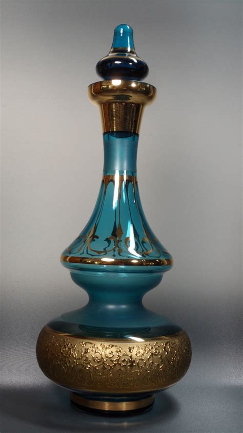 Bohemian Blue Glass Decanter Set ~ 7 Pcs Collectors Weekly