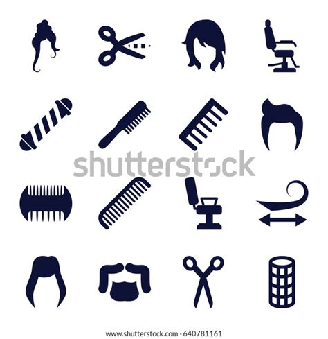 Haircut Icons Set Set 16 Haircut Stock Vector Royalty Free 640781161