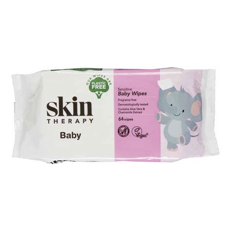Skin Therapy Plastic Free Sensitive Baby Wipes 64 Pack Wilko