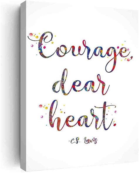 Canvas Wall Art Living Room Courage Dear Heart Cs Lewis Quote Watercolor Print Geek