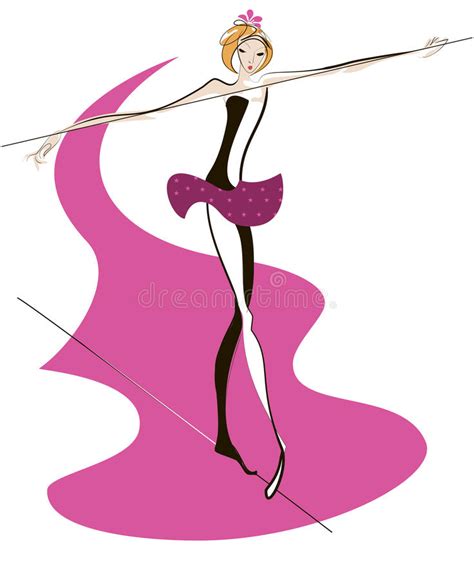 Le Danseur De Corde Et Le Balancier Illustration - Danse sur une corde illustration stock. Illustration du danger - 25769517