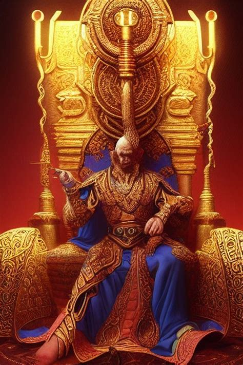 The Emperor In His Popuous Throne Holding An Ankh Intricate Elegant
