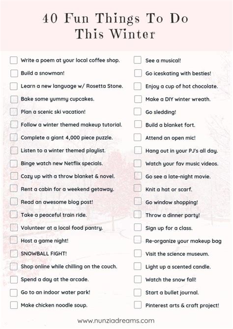 A List With The Words 10 Fun Things To Do This Winter