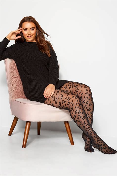 Black Leopard Pattern Tights Yours Clothing