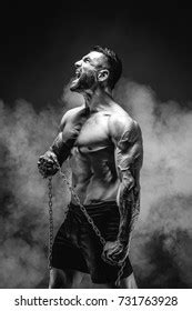 Side View Shirtless Muscular Man Screaming Stock Photo Shutterstock