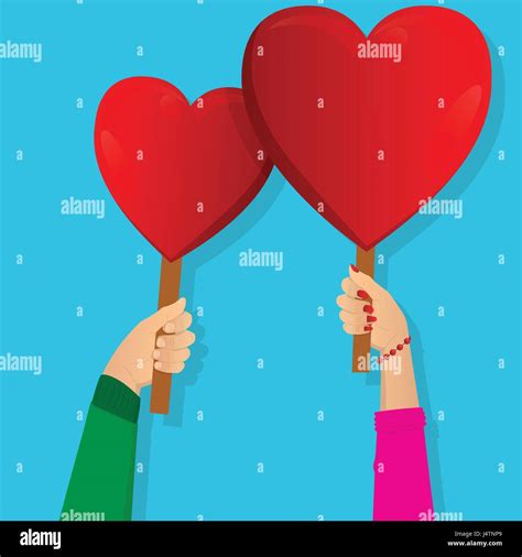 vector illustrated cartoon hands holding heart sign stock vector image and art alamy