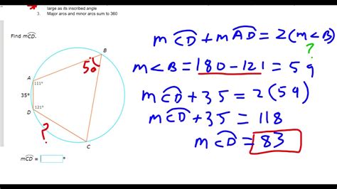 If a quadrilateral is inscribed inside of a circle, then the opposite angles are supplementary. U 12 help angles in inscribed quadrilaterals II - YouTube