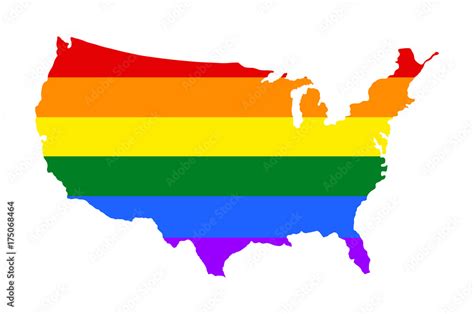 united states of america vector map silhouette and lgbt flag over map gay flag over usa map
