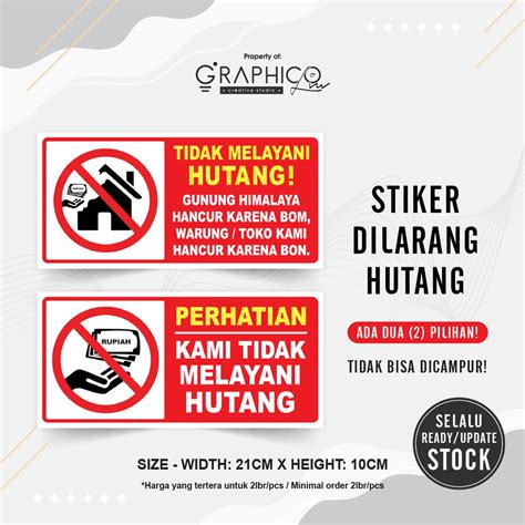 Jual Stiker Dilarang Hutang X Cm Per Lembar Shopee Indonesia