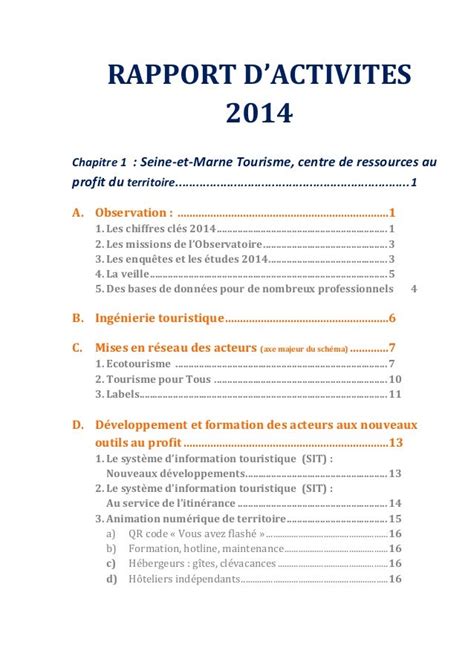 Rapport Dactivité Seine Et Marne Tourisme 2014