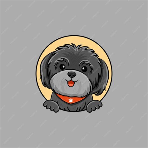 Premium Vector Cute Shih Tzu Dog Smiling Logo Cartoon Vector Icon